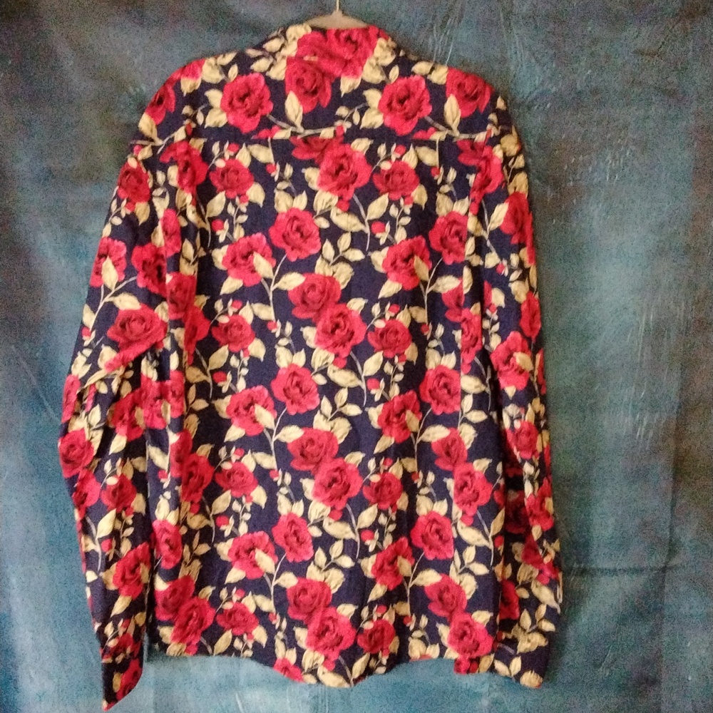 Floral Button Down Shirt - Red, blue